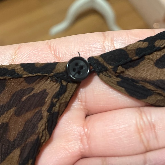 🤎🖤ZARA Animal Print Brown & Black Long Sleeve Blouse🖤🤎 - Picture 7 of 12